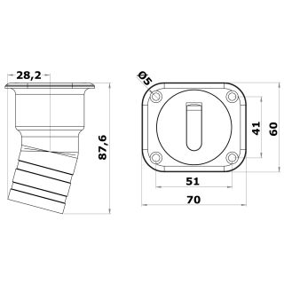 Osculati Square Waste deck filler short version 38 mm