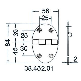 hinge 78x56mm 3mm screws