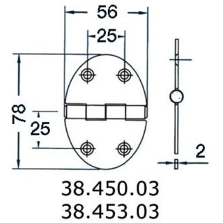 hinge 56x78mm 2mm screws