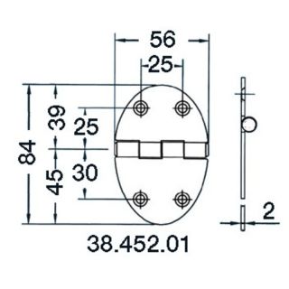 hinge 84x56mm 2mm screws